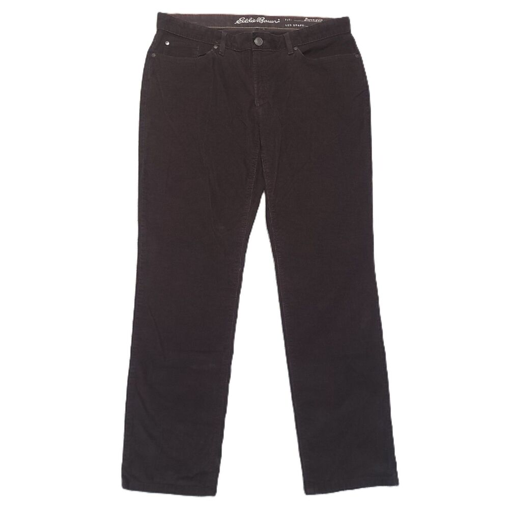 Eddie Bauer Womens 12 (35x32) Pants Boyfriend Fit Relaxed Leg Brown Corduroy